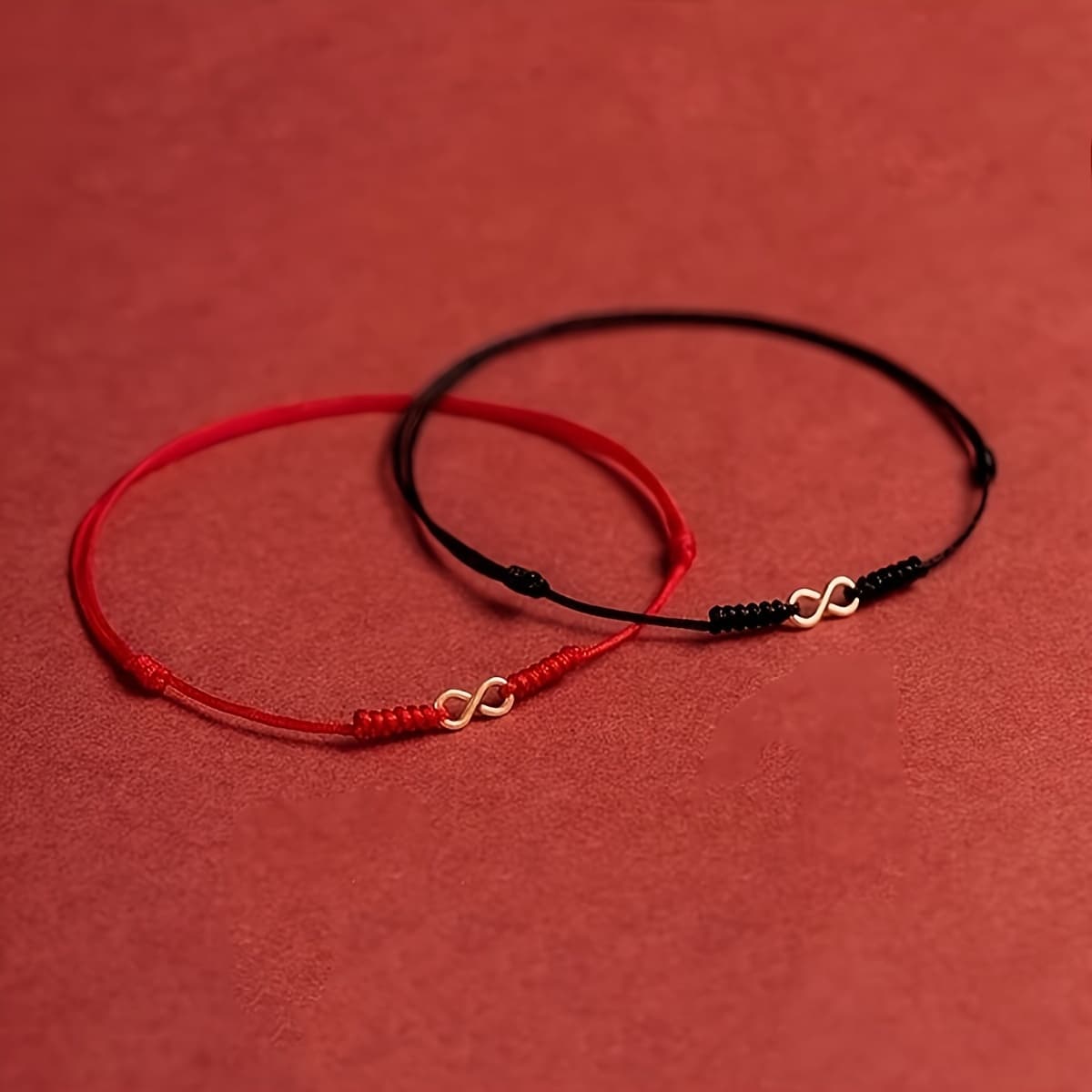 TEMU 2pcs Red/ Black Rope Bracelet For Couples, Relationship Friendship Gift, For Women Men Jewelry Gift