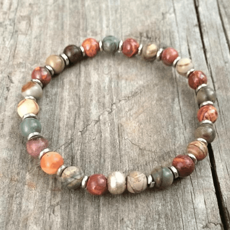 TEMU 1pc Exquisite Fashion Retro Ethnic Elegant Natural Stone Multicolor Women Beaded Bracelet Party Gift