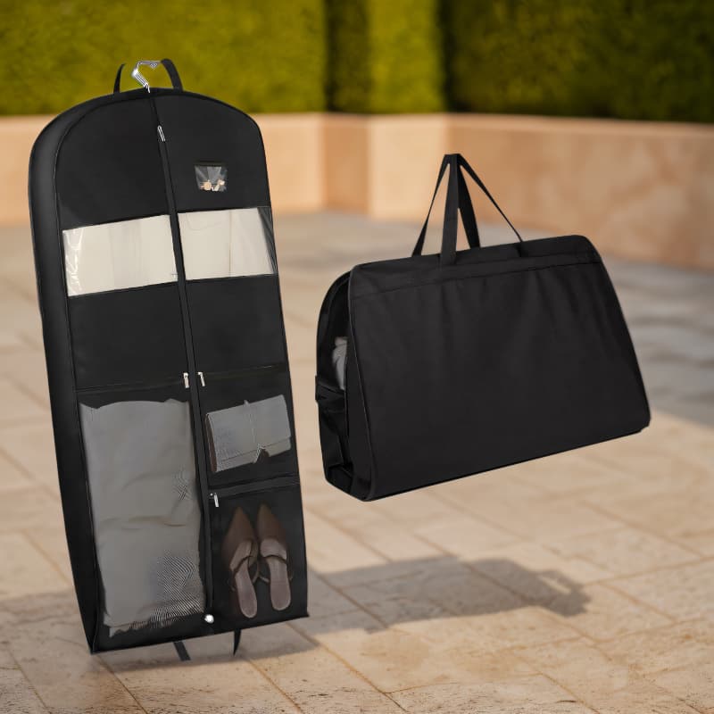 TEMU Clothes Protector Bags, Suit Carrier With Handles, Foldable Hanging Suit Bags And Garment, Garment Bag With Zipper Pocket, For Suits, Dresses, Coats