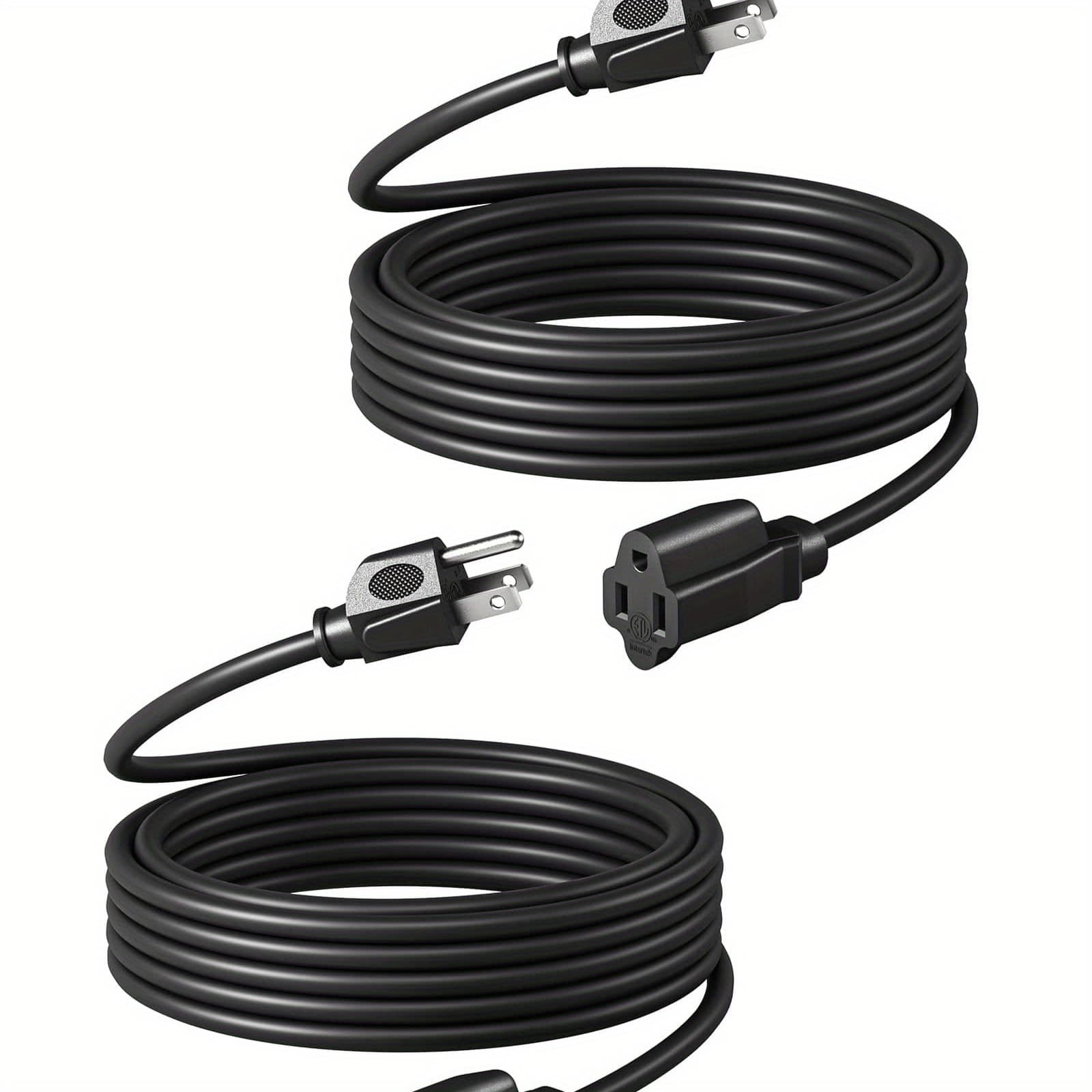 TEMU Dewenwils 2-pack 20ft Extension Cord, 3-prong Extension Cable For Indoor Outdoor Appliances, 16/3 Sjtw -hncb20b