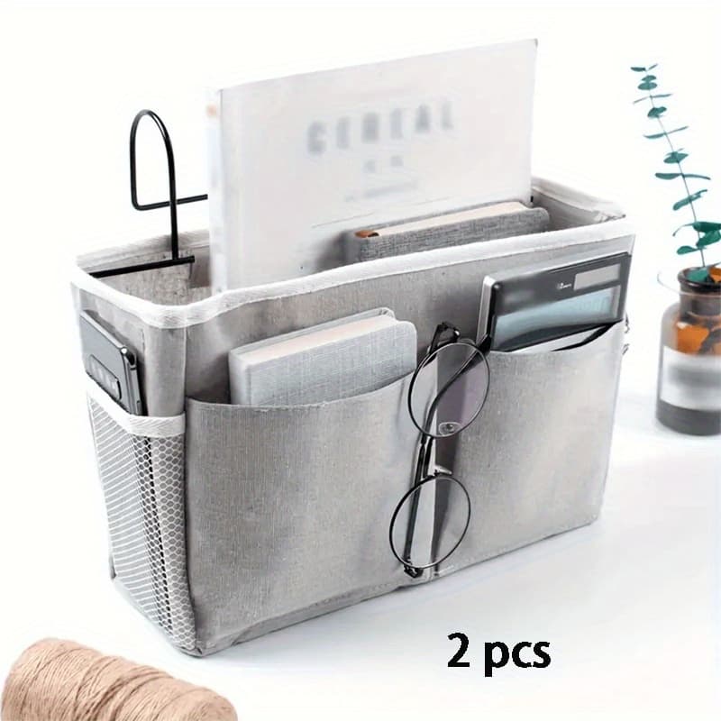 TEMU 2pack Bedside Organizer, Hanging Storage Solution For Dormitory Beds, Bunk Beds, And Hospital Bed Rails, Ideal For Holding Magazines, Books, Phones, Kettles, And Glasses, Shelf Baskets
