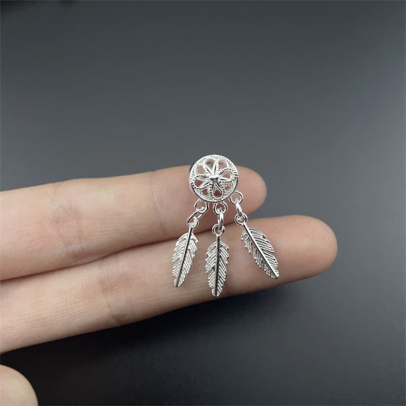 TEMU 6pcs Of Large Hole Beads, Mesh Feather Tassel Additions, Bracelet Beading Materials, For Handmade , Perfect For Handmade Gifts