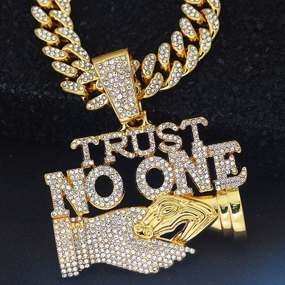 TEMU 1pc No 1 Necklace With A Shiny Character Pendant And Cuban Chain, Necklace For Men And Women, Hip Hop Pendant Jewelry Gift