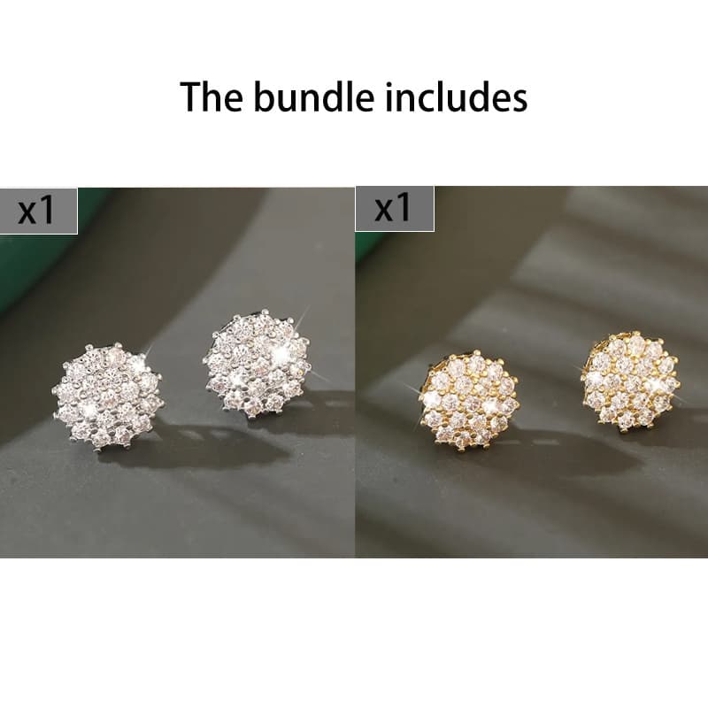 TEMU 4pcs Sparkling Round Men's Earrings, Jewelry Inlaid With Synthetic , Elegant And Luxurious Style Suitable For Men' Matching