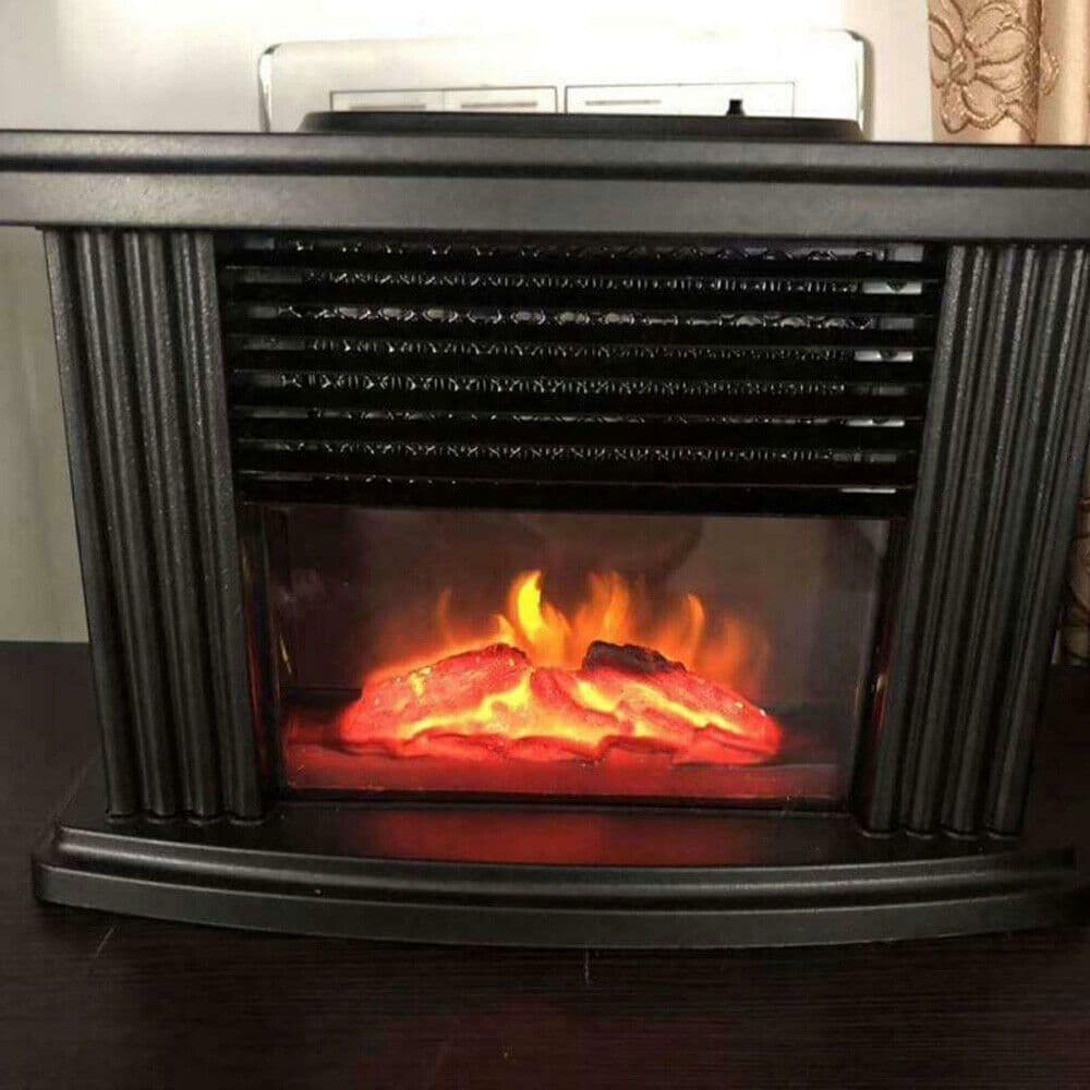 TEMU 5.7 Inch Height Freestanding Electric Fireplace Stove Heater With Realistic 3d Effect, 1kw 110v Fast Heating Mini Stove Heater For Small Indoor Places With Protection, Black