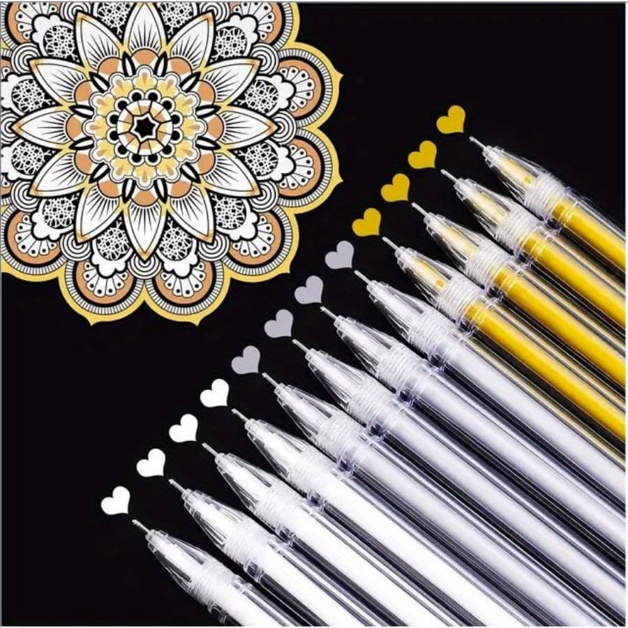 TEMU 12pcs/set White Gel Pens, 0.5mm Extra Fine Point Pens Gel Ink Pens For Black Paper Drawing, Sketching