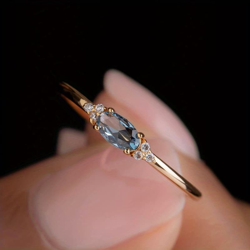 TEMU 1pc Gorgeous Light Blue Zirconia Ring - A Symbol Of , The Perfect Accessory For Girls' Rings, Valentine's Day Jewelry, Weddings, And Parties