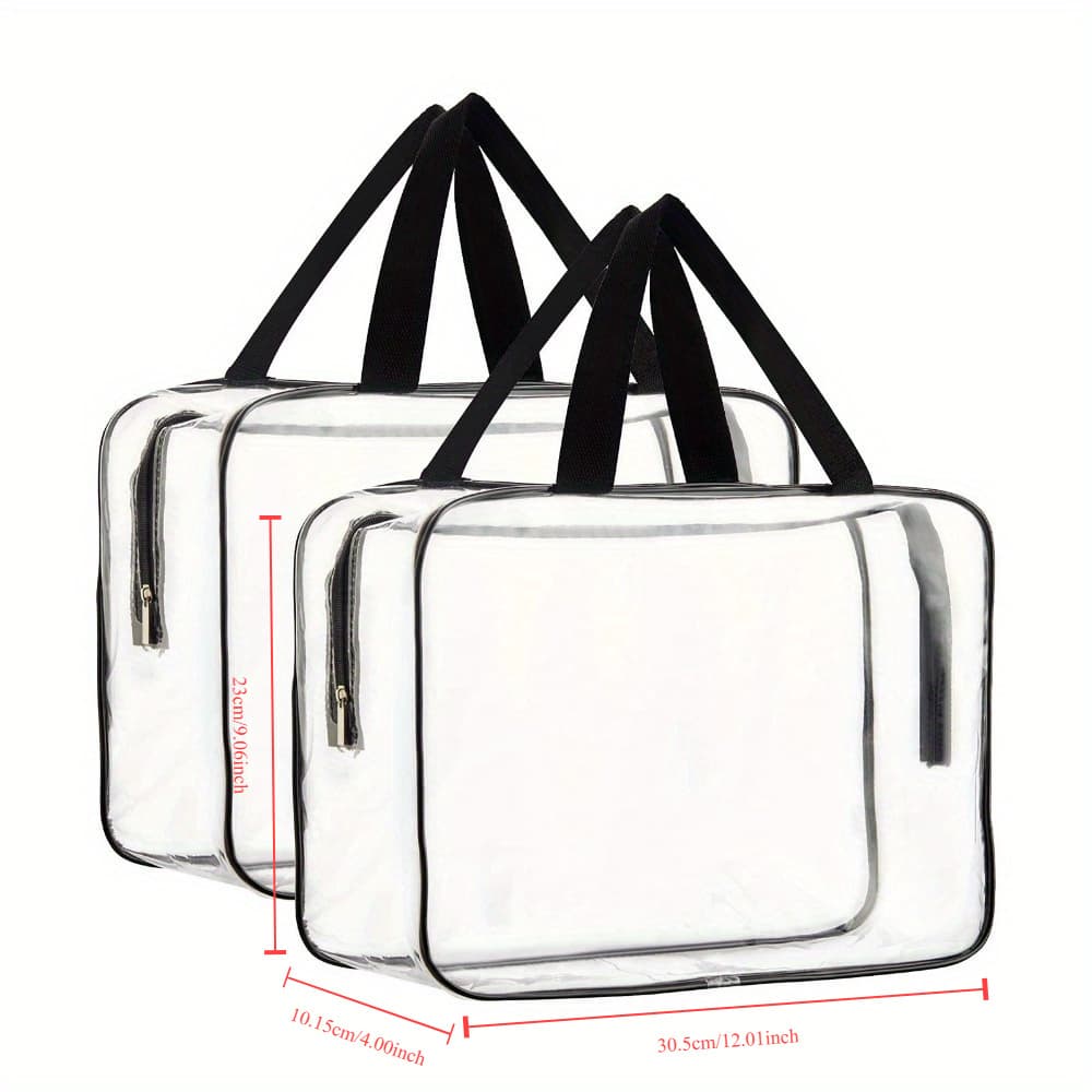 TEMU Set Of 2 Transparent Pvc Toiletry Bags, Cosmetic Organizers For Large Luggage Storage