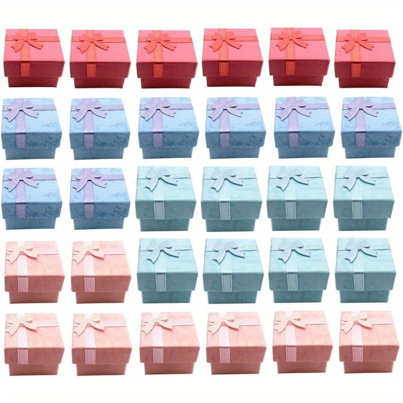 TEMU 32pcs Gift Box Set For Ring For Ring And Earring Jewelry Anniversaries, Weddings, Birthdays, 4color