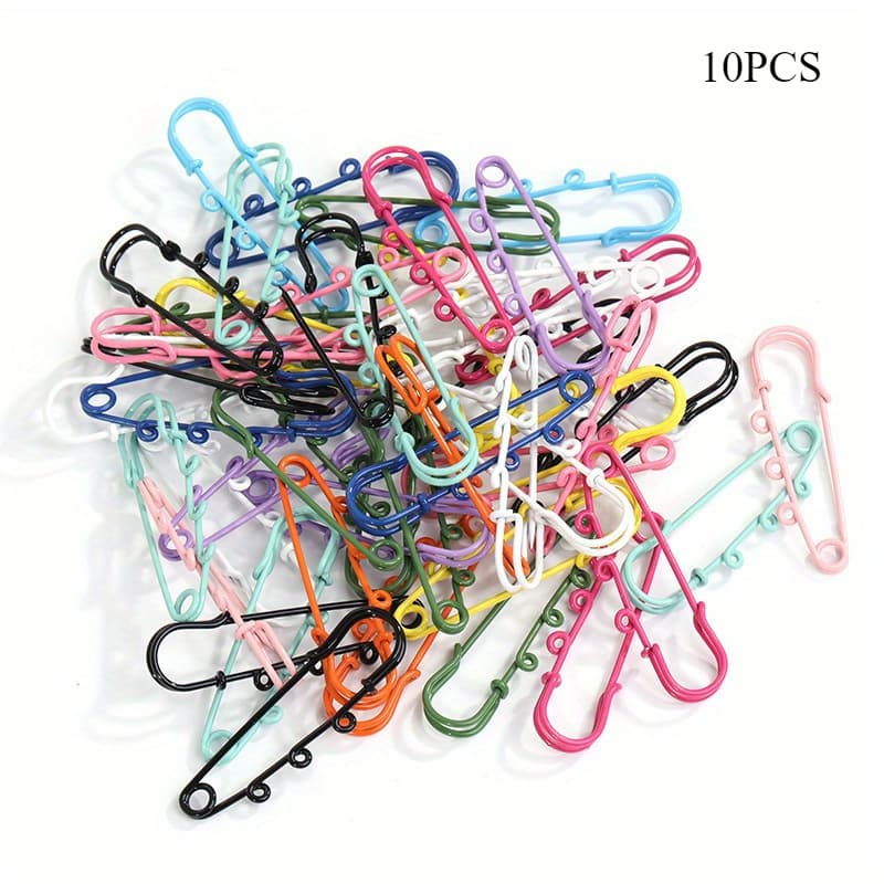 TEMU 10pcs 60mm Multicolor Safety Pin Brooches - Making Blank Bases & Accessories, Brooch Pins, Diy Supplies