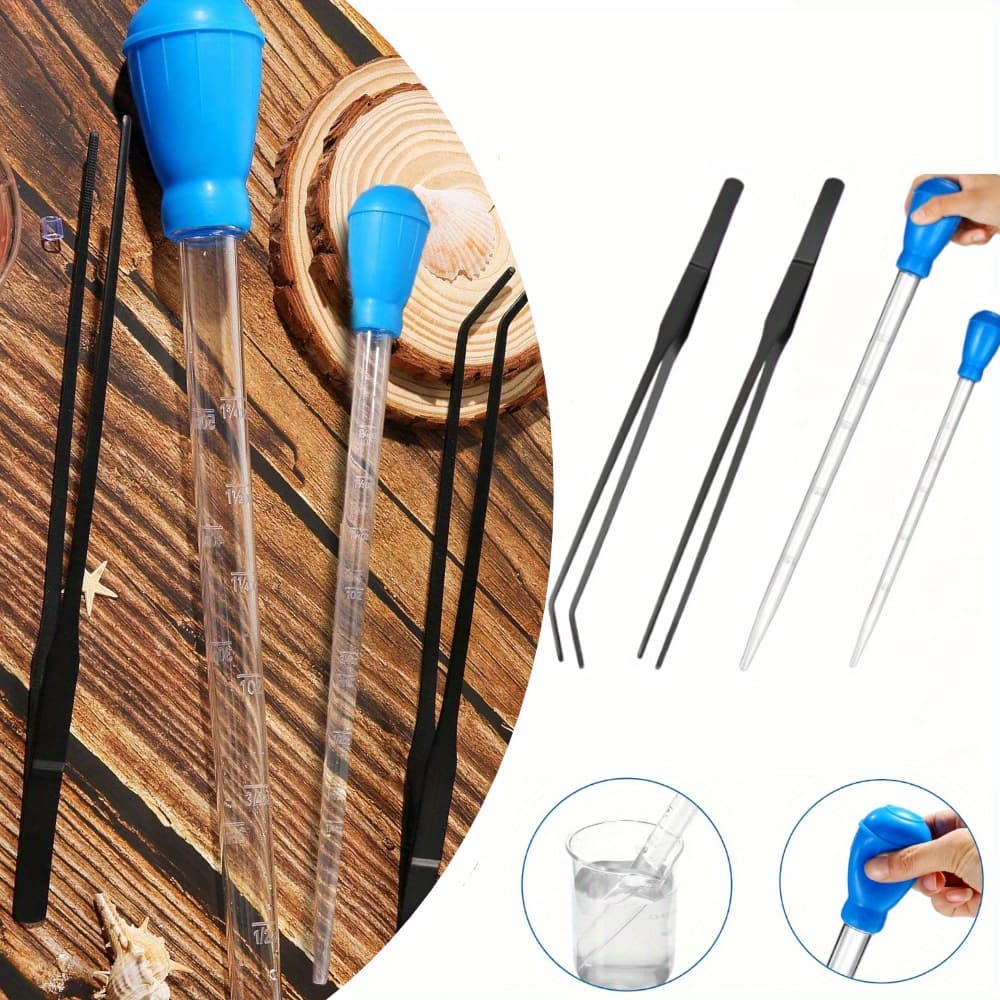 TEMU 2 Pcs Aquarium Coral Feeder 2 Pcs Stainless Steel Feeding Long Tweezers Syringe Coral Feeder Reptile Feeding Tools For Aquatic Plants Coral Lion