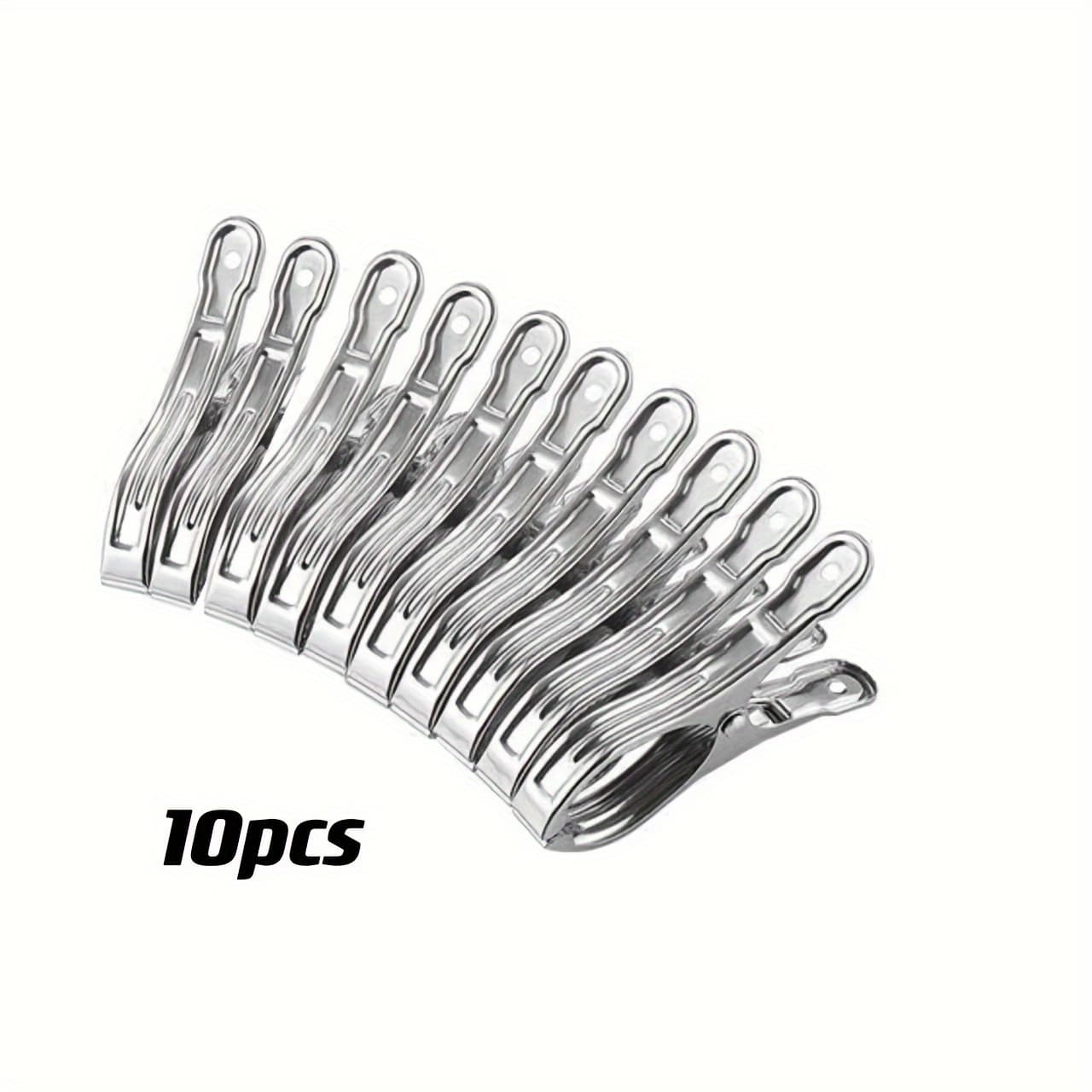 TEMU 10 Large Stainless Steel Clips, Quilt Clips, Windproof Clothes Drying Clips, Clothes Clips, Household Clothesline Pole Clips, Clothes Pins
