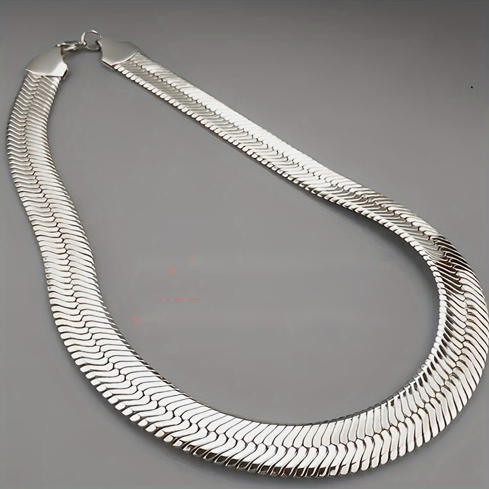 TEMU 1pic 5mm Wide Chain Necklace For Men, Classic Neck Jewelry With Squid Bone Chain. Men's Hip Cuban Chain Style Necklace 20 Inches, 24 Inches