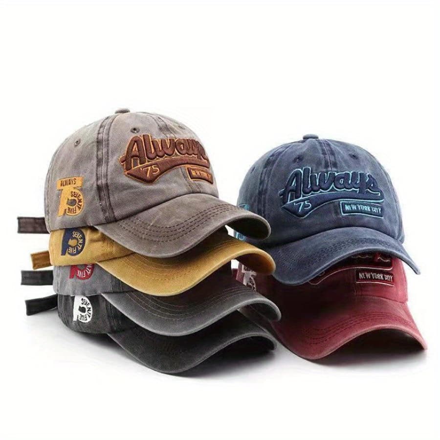 TEMU 6pcs New Washed Distressed Letter Embroidery Snapback Trendy Men's Outdoor Style Women's Sports Baseball Caps