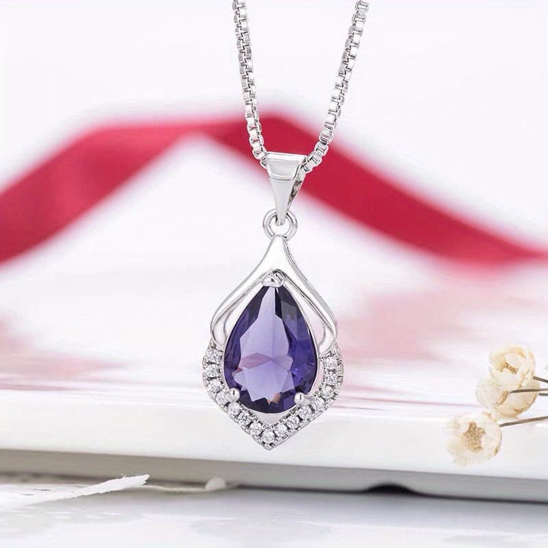 TEMU Stylish Necklace Featuring A Drop Amethyst Pendant That Highlights