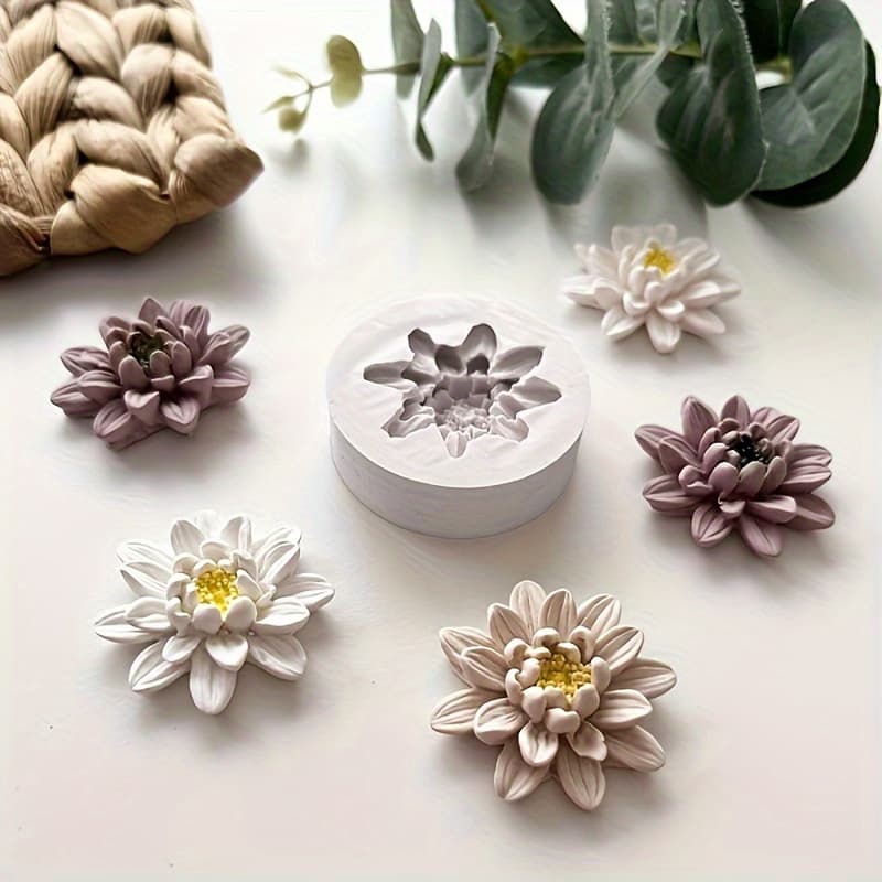 TEMU 1pc Flower Silicone Mold, Candle And Silicone Mold, Clay Silicone Mold, Crystal Resin Mold