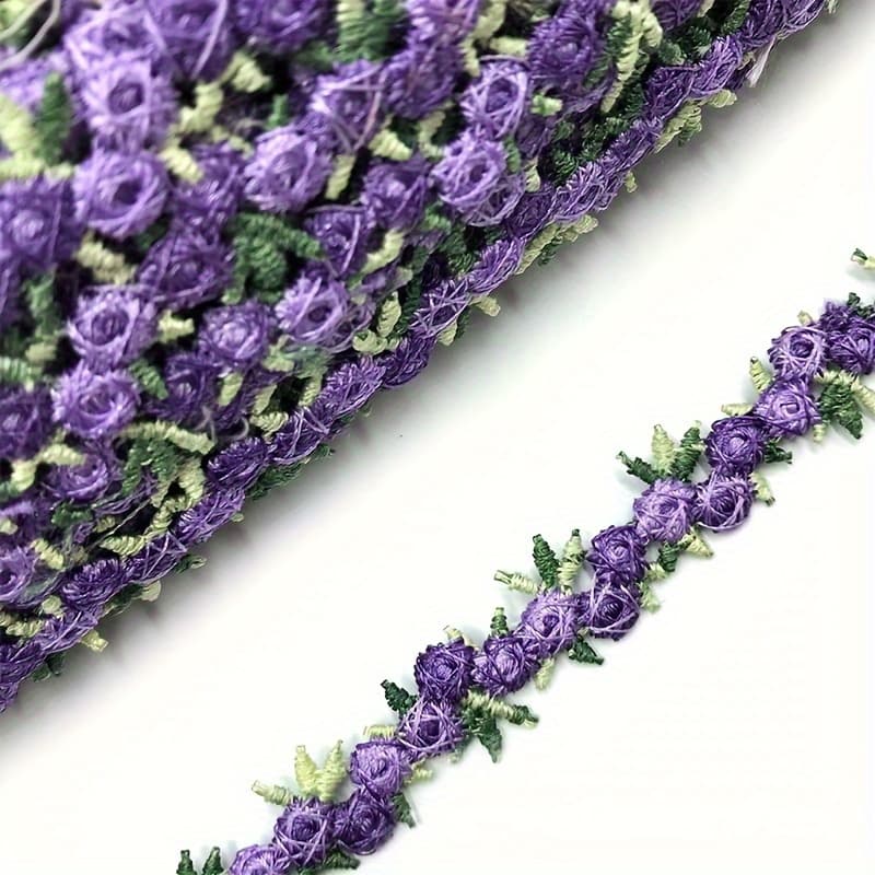TEMU 2yard/ Pack 1.6cm/ 0.63in Wide Polyester Colorful Dyed Polyester Water Soluble Rose Flower Lace Head Decoration Accessories Diy Handmade Accessories