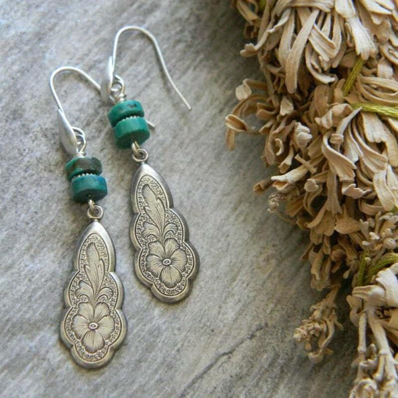 TEMU Set Of 2 Earrings Made Of 925 Silver Featuring A Vintage Floral , Perfect For Women. Ideal As A Gift For Vacations Or Parties, Showcasing An Exquisite And