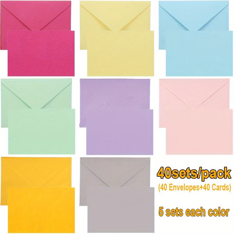 TEMU Festive Single Panel Blank Cards With Envelopes, 4"x6" Colorful Diy Holiday Greeting Card Set, 40 Sets Or 80 Sets.