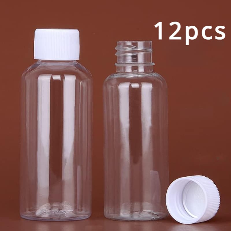 TEMU 12pcs 30ml Empty Reusable Clear Plastic Bottles With Screw-on Caps, Toner And Lotion Travel Cosmetic Containers