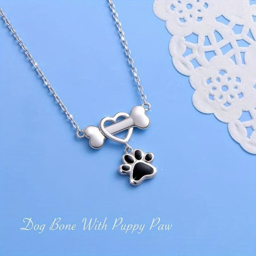 TEMU 1pc Stylish Animal Paw Heart Necklace For Women - Perfect Jewelry Gift For Weddings And Festivals