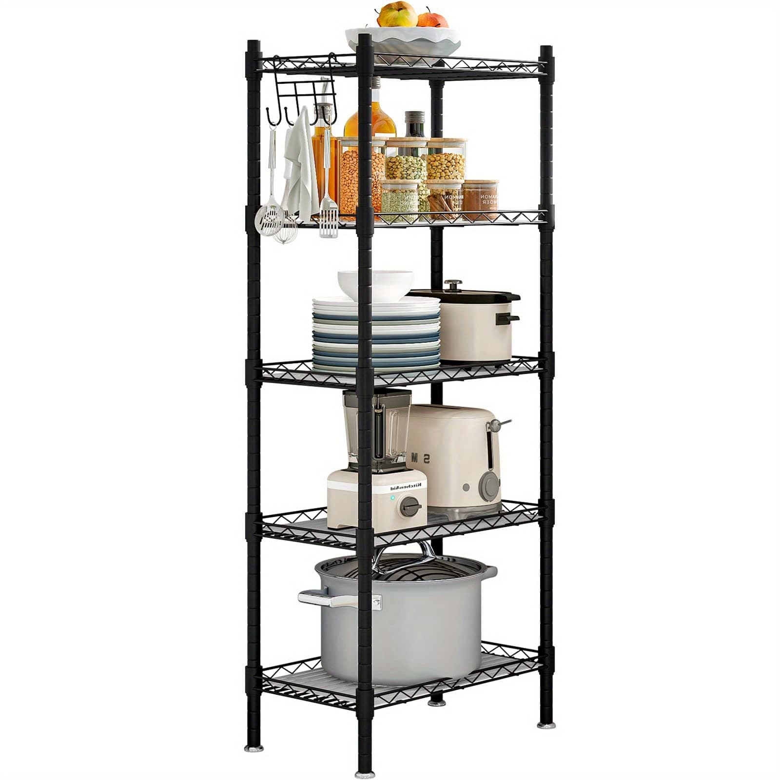 TEMU 5-wire Shelving Metal Storage Rack Adjustable Shelves, Standing Storage Shelf Units For Laundry Bathroom Kitchen Pantry Closet, Utility Racks