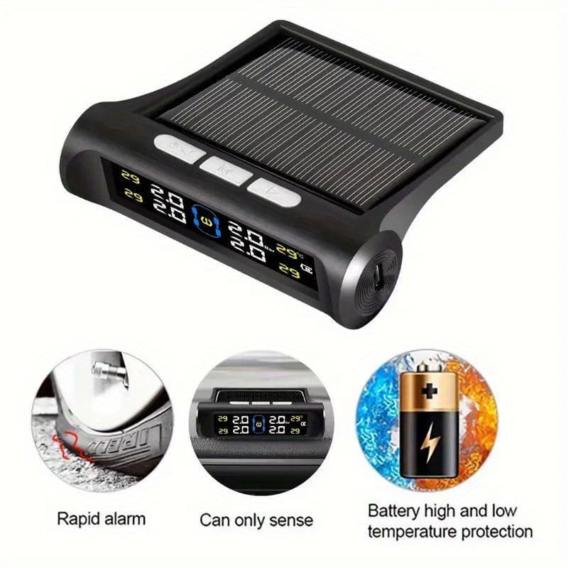 TEMU Accurate 4-sensor Wireless Tire Pressure Monitoring System - Real-time Tpms Kit With Usb Charging, Solar Power, And Alert - For Sedan, Pickup, Orv, Christmas Gift 1pc