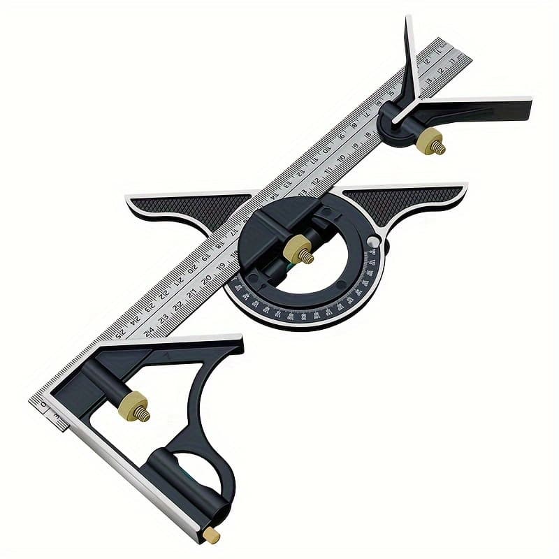 TEMU Multi-functional Adjustable Combination Square - 300mm/ '' Right Angle Ruler, 3in 1 Sliding Square Ruler, Protractor, And Level Measure - Engineer Measuring Tool For Accurate Measurements