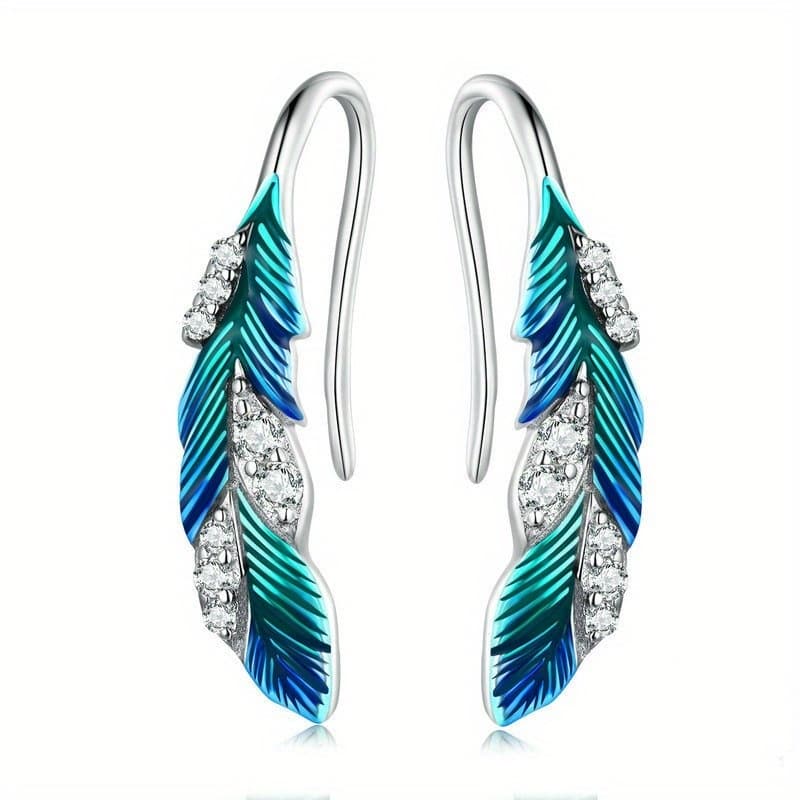 TEMU 1 Pair Of Fashionable, Easy, Niche, Earrings, Copper-plated Silver, Gradient Oil, Synthetic Zirconia Earrings Gift