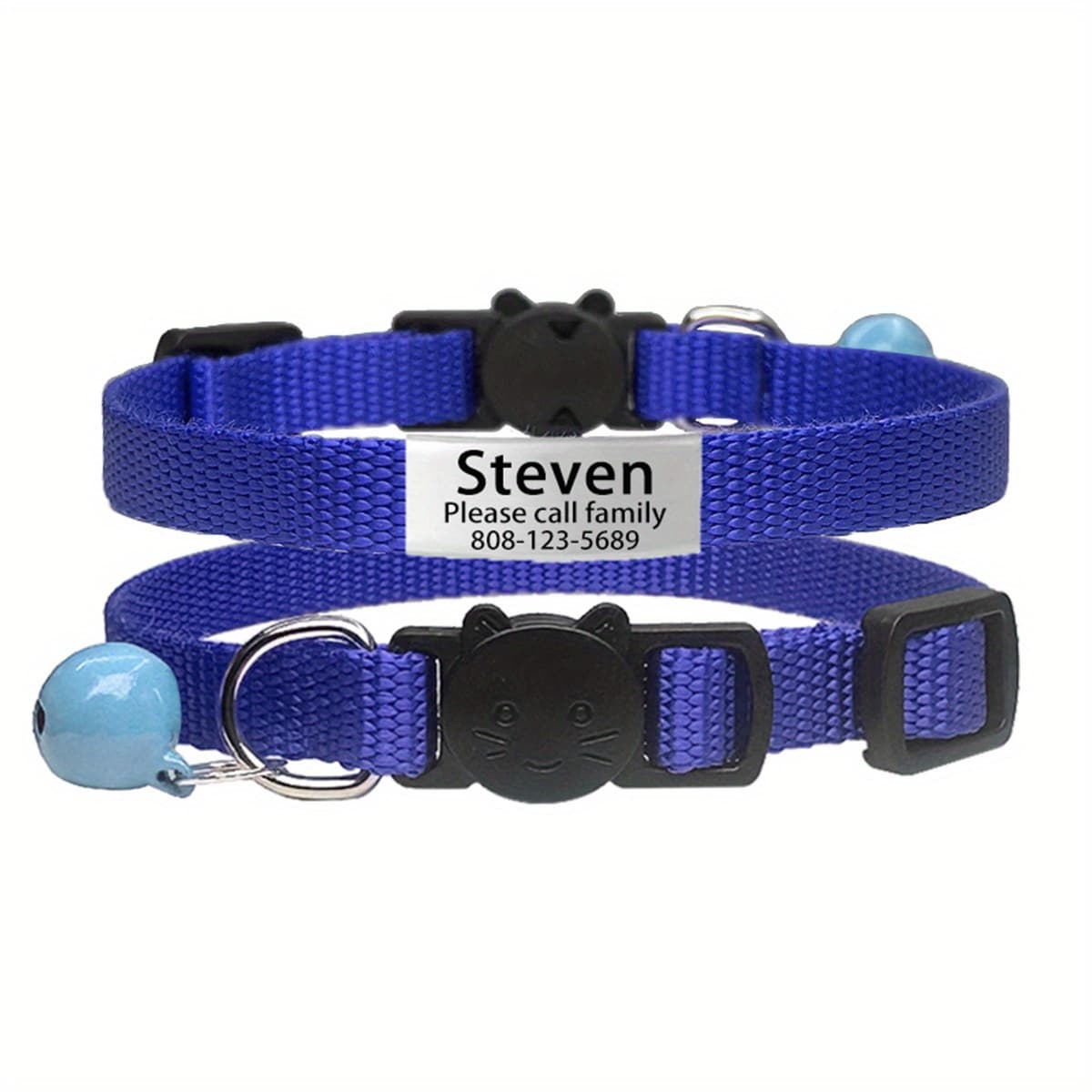 TEMU Customizable Nylon Collars For Cats, Featuring Vibrant , Breakaway Safety Buckles, Bells, And Personalized Name Id Tags. Adjustable For Kittens And Adult Cats