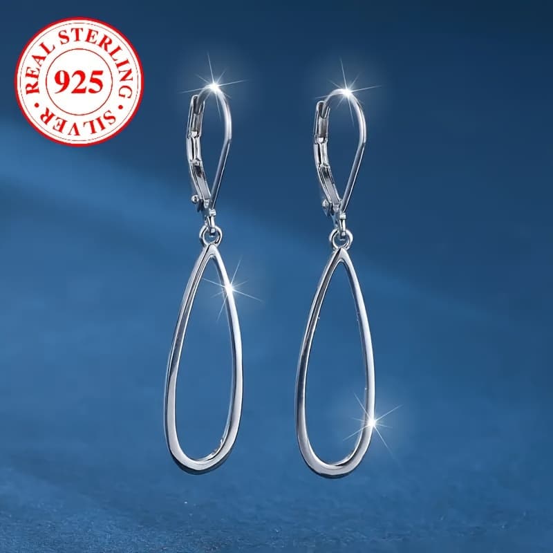 TEMU Luxurious Dangle Earrings - Hypoallergenic, , And Versatile 925 Sterling Silver Hollow 8 Design For Daily Wear And Elegant Evening Parties - Jewelry For
