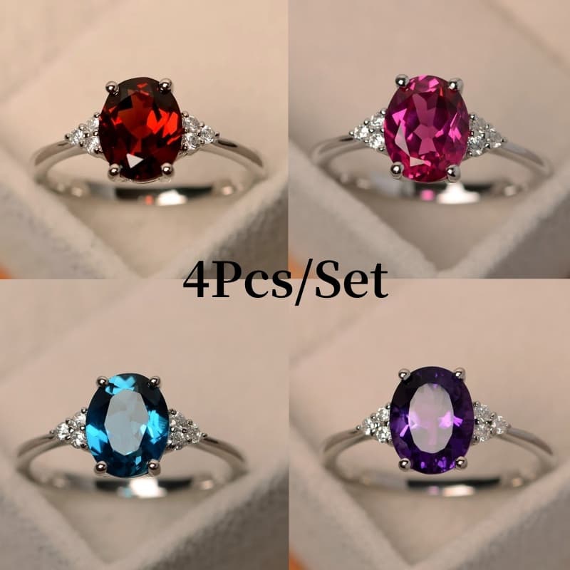 TEMU 4pcs/set Of Gorgeous Zirconia Rings - A Symbol Of , Additions For Women's Rings, Valentine's Day Jewelry, Perfect For Weddings And Parties