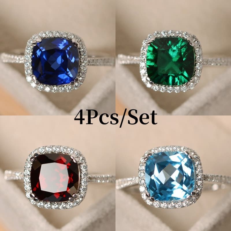 TEMU 4pcs/ Set Of Gorgeous Synthetic Cubic Zirconiaia Rings - A Symbol Of , Accessories For Rings, Valentine's Day Jewelry, Perfect For Weddings And Parties, For Teenager