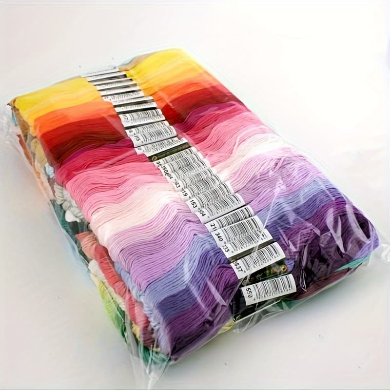 TEMU Polyester - Thread Kit - 315" Length, 6 Skeins, 12/24 Assorted , For Embroidery & Needlework Crafts