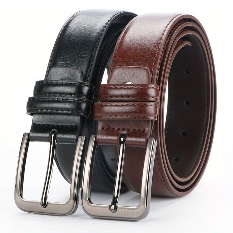 TEMU 2pcs Men's Leather Pin Casual Retro Leather Belt Youth Jeans Belt, Father's Day Gift Valentine's Day