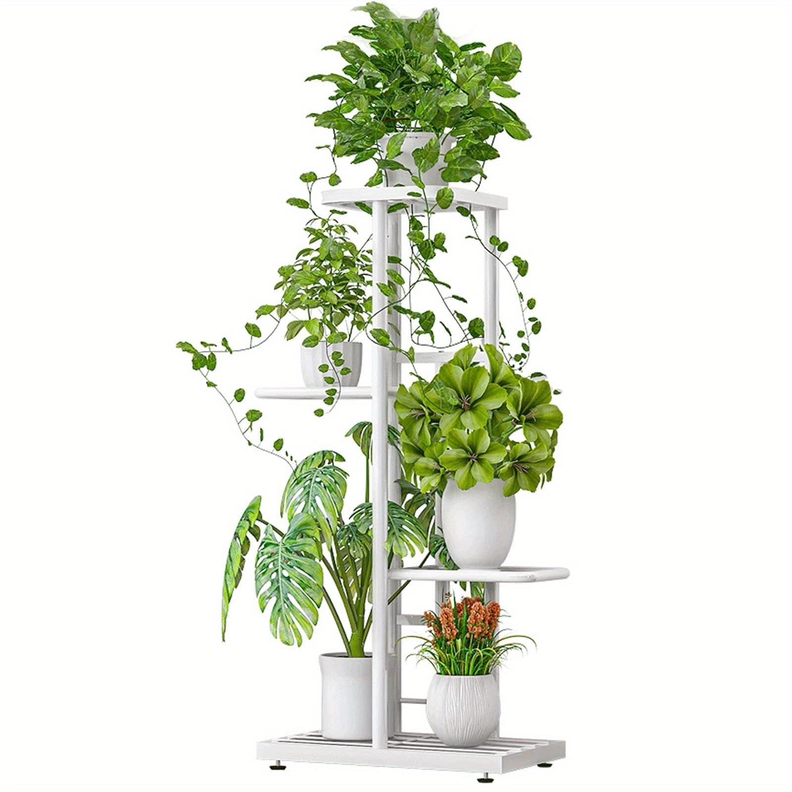 TEMU 5 Pot/6 Pot/7 Pot- Potted Metal Plant Stand | 31.5in/37.4in/41.3in High Plant Stand, Suitable For Indoor And Outdoor Plants, Decorations, Living Room Corner Plant Stand - Ideal For Living Rooms,