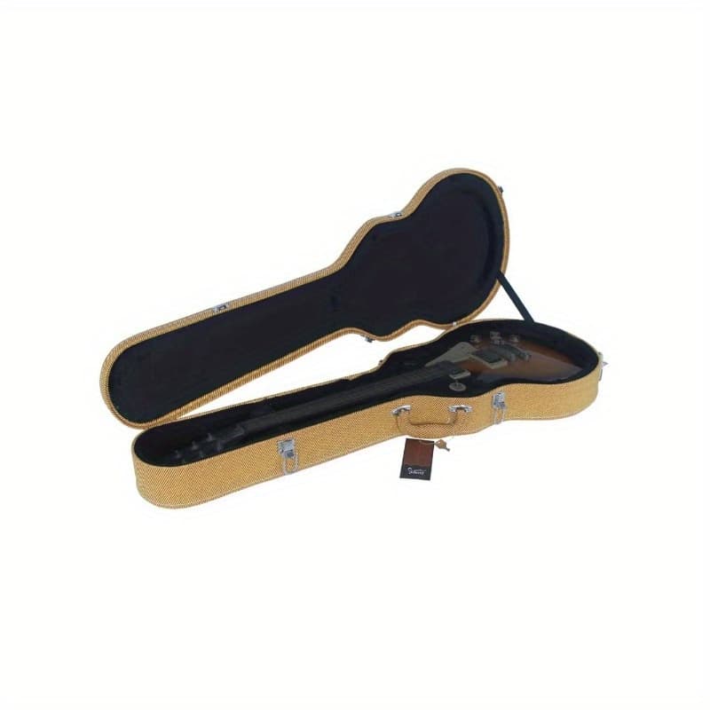 TEMU Yellow Hard - Shell Electric Guitar Case For Glp Style Guitars - Bulge Surface, Durable & Sturdy With Accessories Compartment
