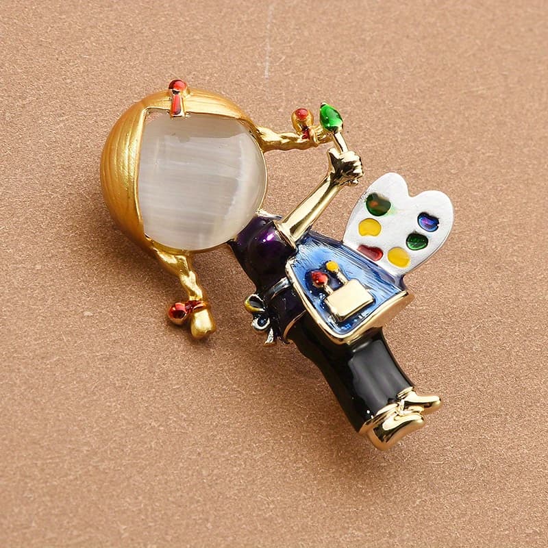 TEMU 2024 Winter New Drawing Girl Brooches Women Painter Office Casual Brooch Pins Gifts