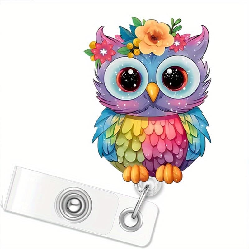 TEMU 1 Owl Designed Retractable Badge With Crocodile Clip, Suitable For Id Card Holders Of Nurses, Students, Doctors, And Office Workers, Name Tag Card Holder