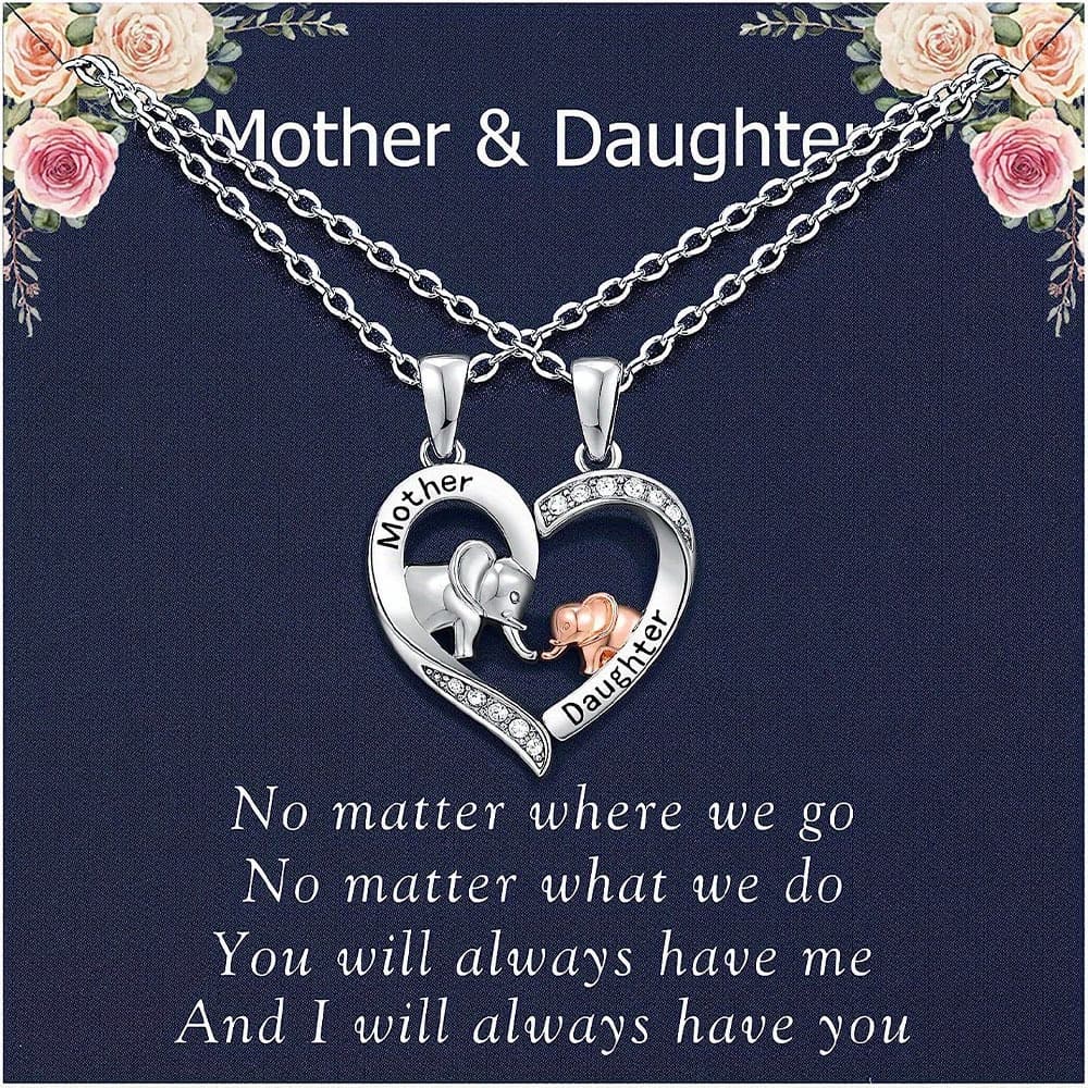 TEMU Two-pack Of Mother And Daughter Elephant Mother And Son Necklaces, , Day, Birthday, And Christmas Gifts