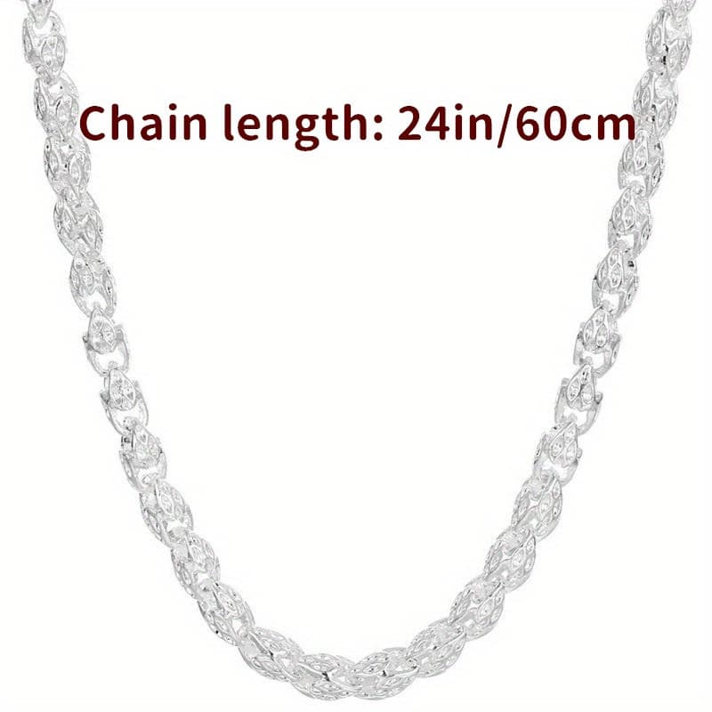 TEMU 925 Sterling Silvery Bamboo Link Necklace - Allergy-friendly, Nickel-free Fashion Accessory For Men And Women - Ideal Present For Any Event