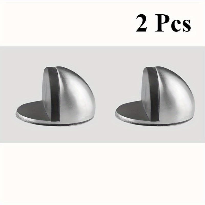 TEMU 2pcs Stainless Steel With Rubber Buffer - No-drill, Anti-collision Glass Door Holder For Home And Bathroom Use