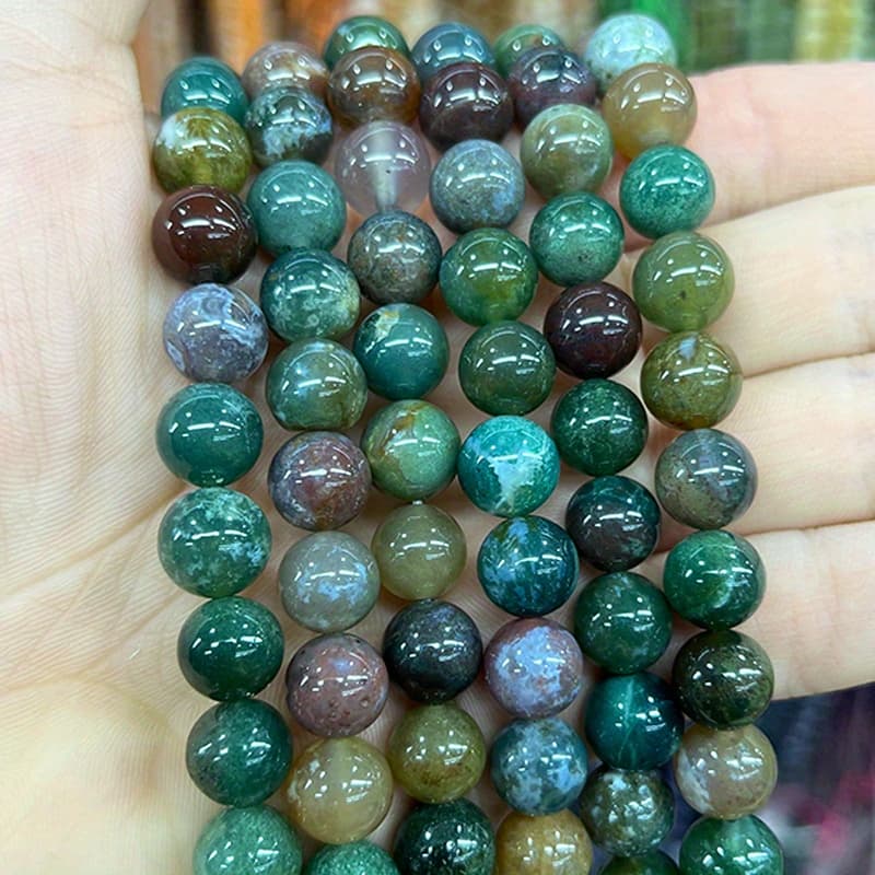 TEMU For Jewelry Making Natural Stone Indian Agates Beads Charm Bracelets Rings Retro Crafts Headwear 15" Strand 4/6/8/10/12/14mm