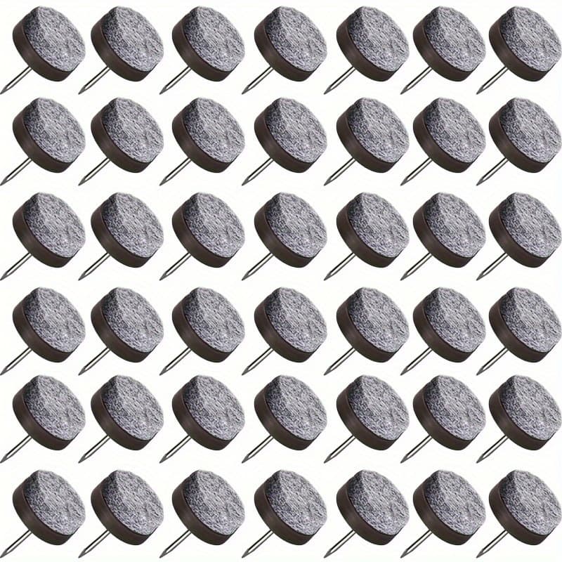 TEMU 50pcs Felt Chair Leg Gliders - 20mm Round Slide Nails For Wooden Chairs & Tables, Soft Floor Protection With Storage Box