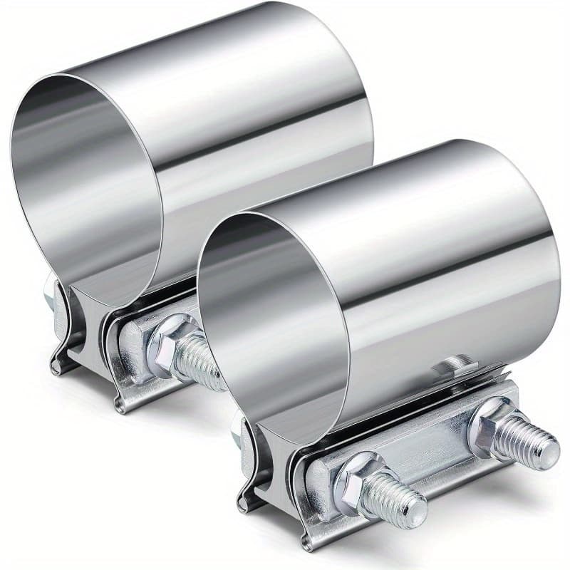 TEMU 2.5" Stainless Steel Butt Joint Exhaust Seal Band Clamp 2pcs