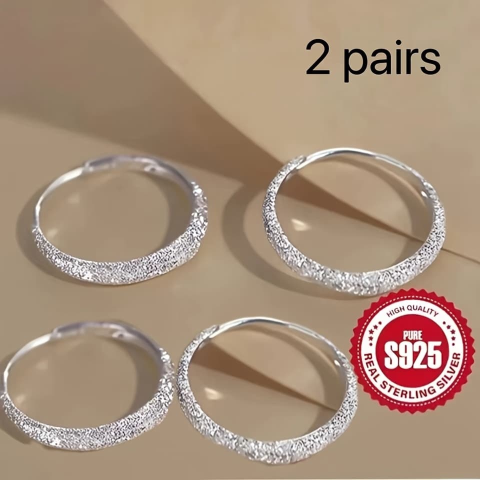 TEMU Of S925 , Sparkle Hoop Earrings Frosted Sparkle Hoop Earrings Valentine's Day Jewelry Gift