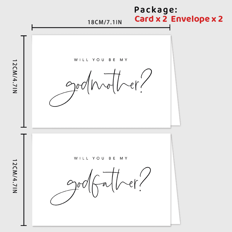 TEMU 2pcs Be Our Godmother And Card, Godparents Proposal Card, Request Card, Wedding Greeting Card, Includes Envelope