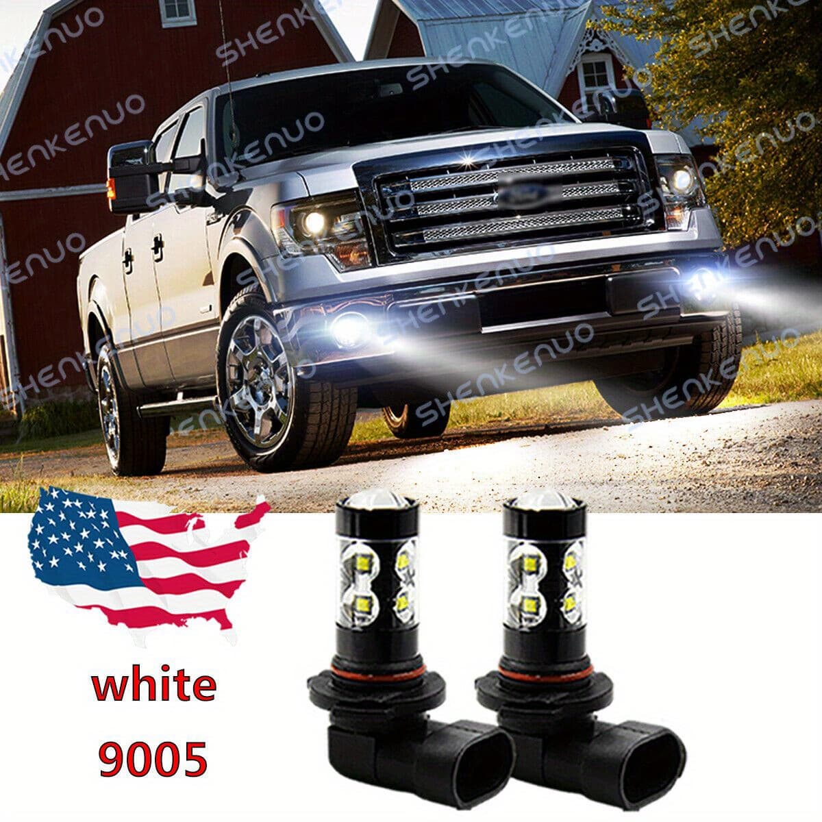 TEMU Set Of 2 6000k White Led Fog Light Bulbs For Ford F150 Models From 2004 To 2014, Type 9145, Without Battery