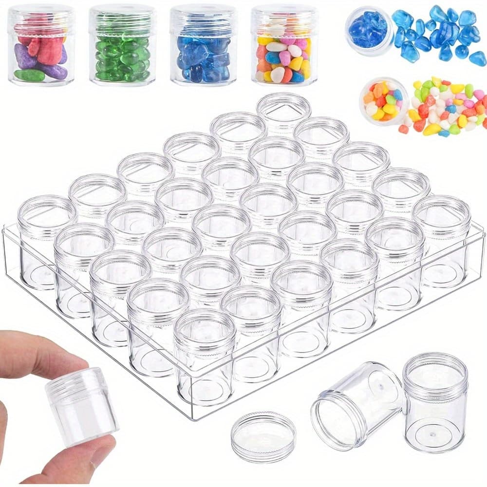 TEMU 30pcs/ Set Transparent Plastic Storage Box Containers, Craft Storage Bottles, Craft, Jewelry Storage Boxes, Cosmetics Travel Distribution Bottles