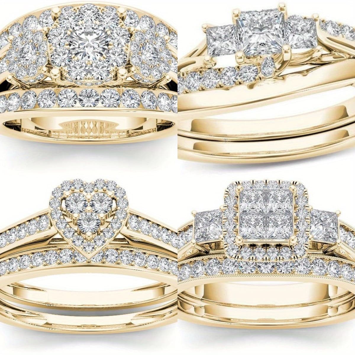 TEMU 4 Pairs Of Light Luxury Senior Emotional Zircon Ring, Suitable For Wedding Engagement Wedding Ring, , For Teenager, For Teenager